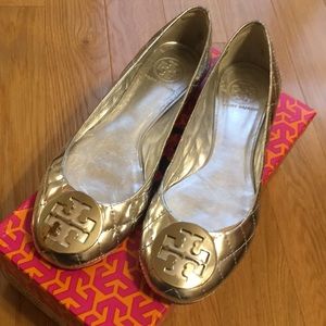 Tory Burch Metallic Flats-Size 8